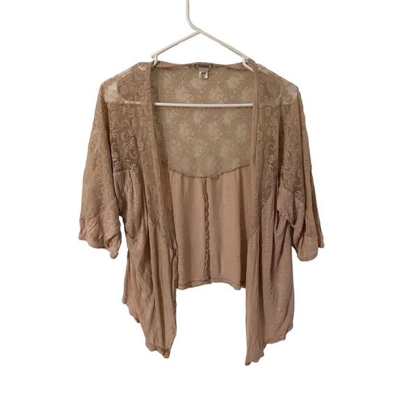 Decree medium partial lace button up cardigan - Picture 1 of 6